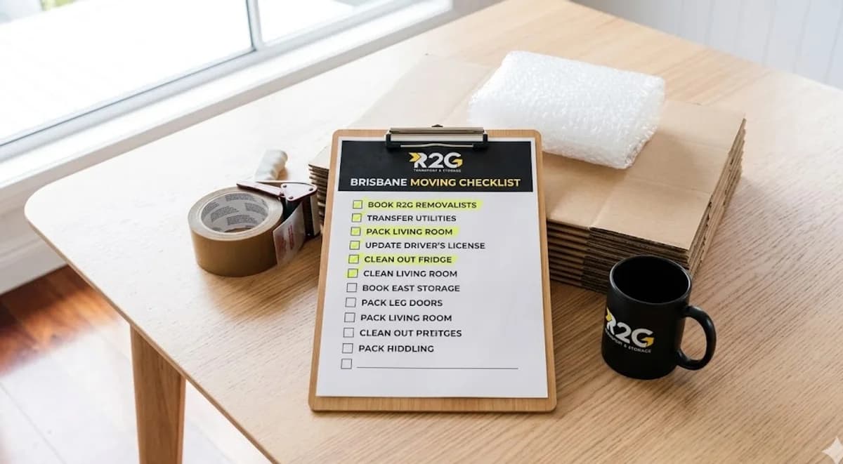 Brisbane Moving Checklist - R2G Transport & Storage R2G Brisbane Moving Checklist with packing supplies